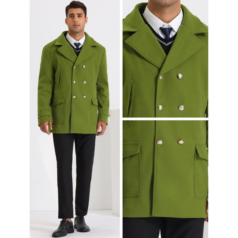 Lars Amadeus Men's Classic Winter Notched Collar Double Breasted Peacoat, 4 of 6