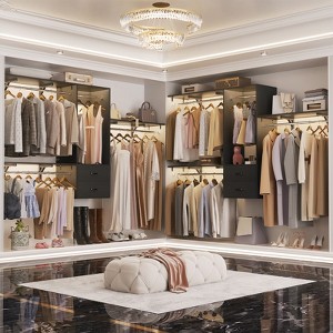 Aheaplus Closet System with 2 Drawers,Wardrobe Clothes Organizer with 4 Hanging Rods - 1 of 4