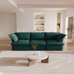 123.9" Cloud Modular Sectional Sofa, Modern Comfy Couch Filled with Down,Wide Deep Seat Couches for Living Room Apartment Lounge Bedroom - 1 of 4