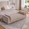 Modern Upholstered End of Bed Bench,Chenille Daybed Couch with Bolster Pillows,Armrests Bench with Rubberwood Legs for Bedroom-Cuddlewood - 2 of 4