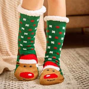 BABYYER Christmas Fuzzy Slipper Socks, Cute Animal Ultra-Thick Sock, Non Slip, Warm and Soft, Xmas Holiday Gifts for Womens - 1 of 4