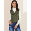 INSPIRE CHIC Women's Faux Suede Casual Sleeveless Biker Vest Jacket - 3 of 4