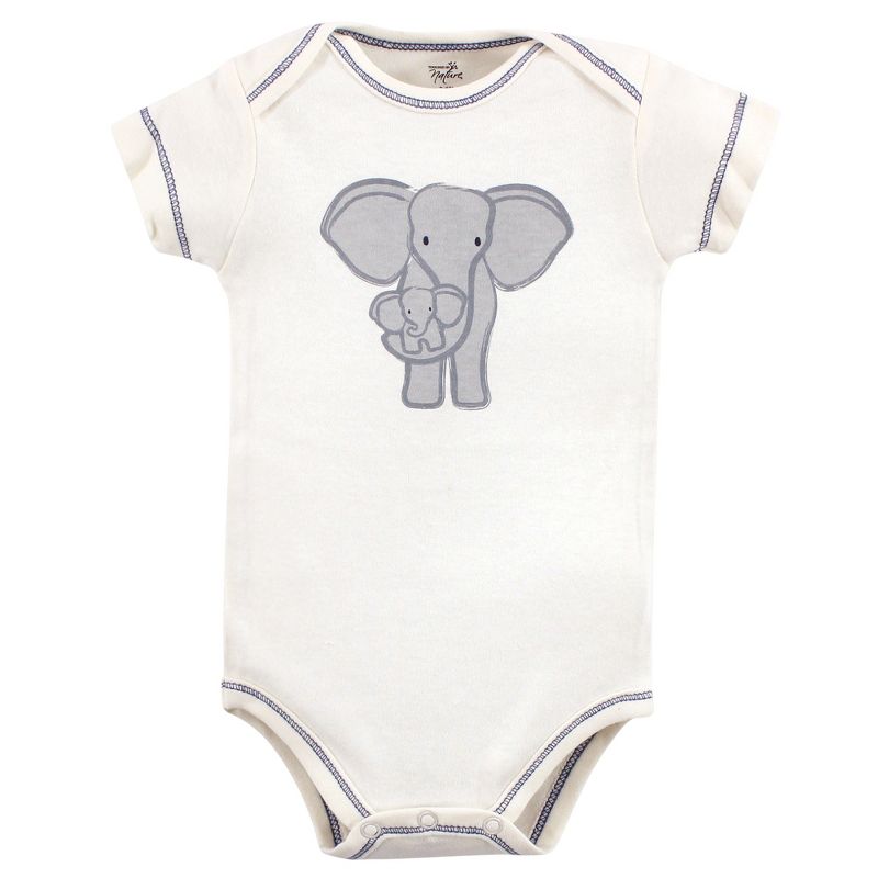 Touched by Nature Baby Boy Organic Cotton Bodysuits 5pk, Elephant, 6 of 8