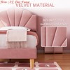 Velvet Upholstered Platform Bed Frame for Kids, Twin Size/Twin XL/ with Adjustable Headboard, Wood Slat Support - 3 of 4