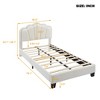 Twin/Full Size Upholstered Platform Bed with Adjustable Headboard and LED Light, White/Pink-ModernLuxe - 3 of 4