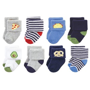 Hudson Baby Infant Boy Cotton Rich Newborn and Terry Socks, Snacks - 1 of 4