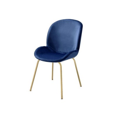 Luxurious Blue Velvet & Gold Metal High Back Side Chair