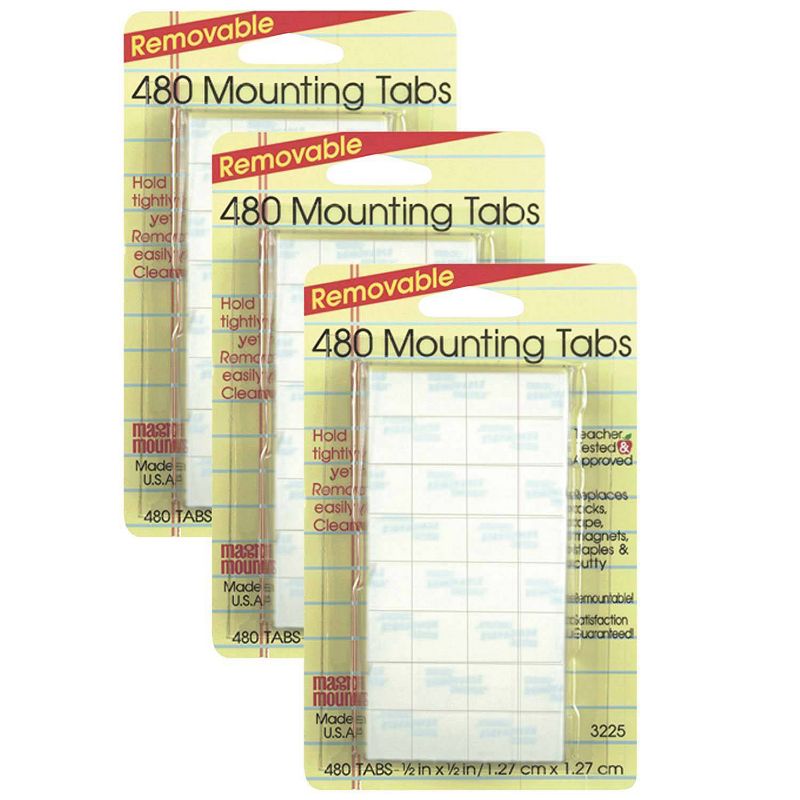 3pk 480 per pack 0.5&#34; x 0.5&#34; Removable Tabs  - Magic Mounts, 1 of 3