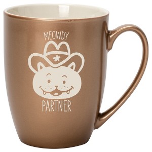 100 North Cowboy Hat Kitten 10 Ounce Bronze Metallic Finish, Comfortably Fits Your Hands, New Bone China Coffee Tea Cup Mug, Meowdy Partner - 1 of 1