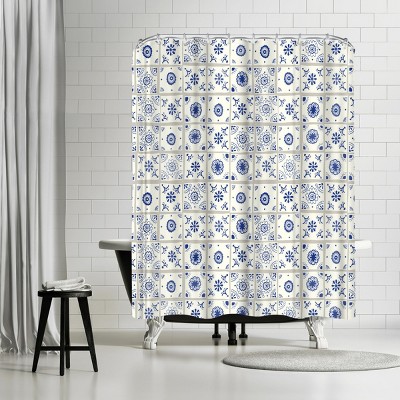 Americanflat Delft Tiles by Frankie Van Mourik 71" x 74" Shower Curtain