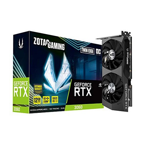 ZOTAC Gaming GeForce RTX 3060 Twin Edge OC 12GB GDDR6 192-bit 15 Gbps PCIE 4.0 Graphics Card ZOTAC Gaming GeForce RTX 3060 Twin Edge OC 12GB GDDR6 192-bit 15 Gbps PCIE 4.0 Graphics Card