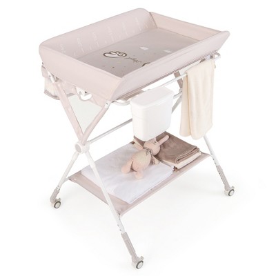 Image of Costway Portable Baby Changing Table Foldable Diaper Changing Station w/ 3-Level Adjustable Height