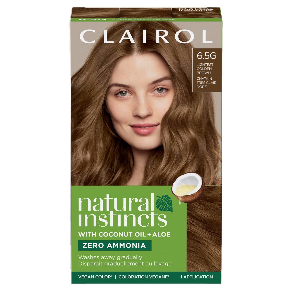 Instincts Clairol Demi-Permanent Hair Color Cream Kit - 6.5G Lightest Golden Brown, Amber Shimmer: Ammonia-Free, Paraben-Free, Coconut Oil