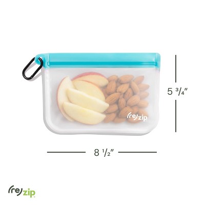 (re)zip Reusable Leakproof Clip-on Take Me with You Bags and Carabiner - 2pc: BPA-Free, 7.33" Height, 9.3" Width