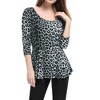INSPIRE CHIC Women's Long Sleeves Padded Shoulder Scoop Neck Printed Peplum Shirt - 2 of 4