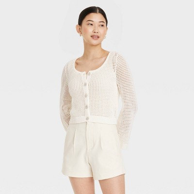 Women's Spring Cardigan Sweater - A New Day™ Cream L