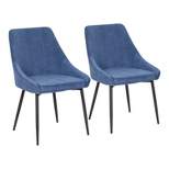 Set of 2 Diana Contemporary Dining Chairs Metal and Corduroy - LumiSource