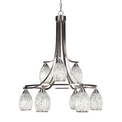 Toltec Lighting Paramount 9 - Light Chandelier in  Brushed Nickel with 5" Black Fusion Shade