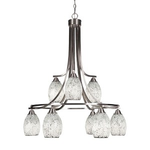 Toltec Lighting Paramount 9 - Light Chandelier in  Brushed Nickel with 5" Black Fusion Shade - 1 of 1