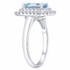 Pompeii3 8x6mm Aquamarine & Diamond Halo Ring 14k White Gold - 3 of 4