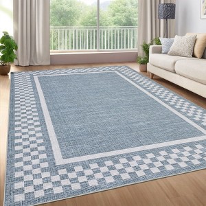 Modern Border Machine Washable Stain Resistant Rug for Living Room Bedroom - 1 of 4