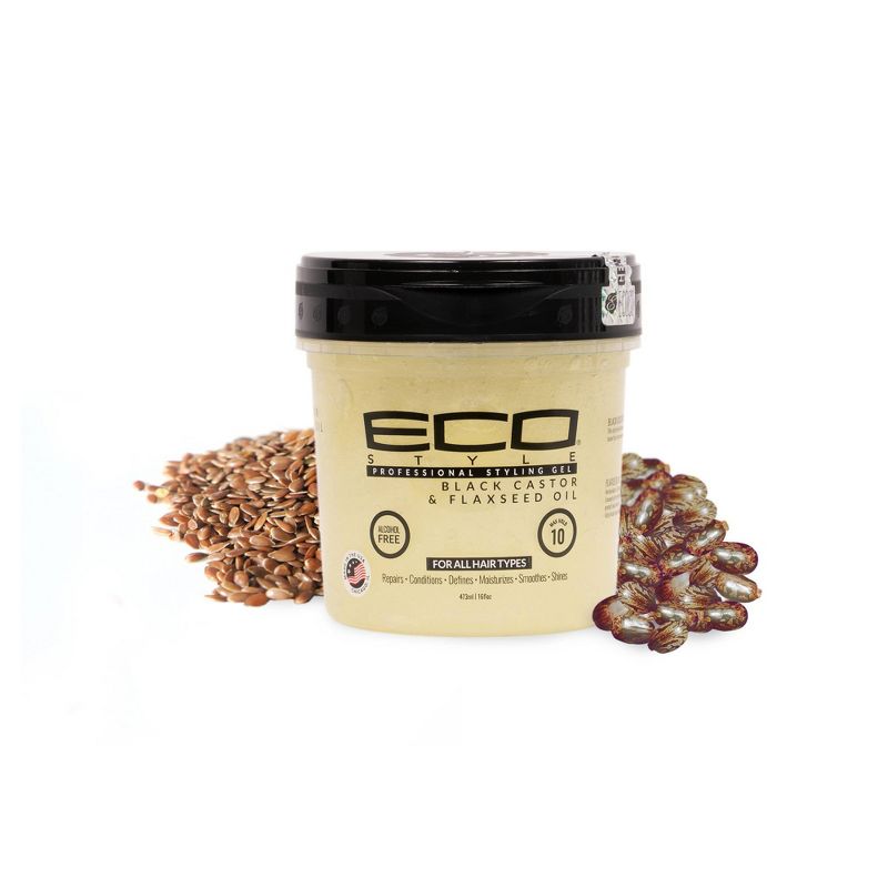 ECO STYLE Professional Styling Gel Black Castor &#38; Flaxseed Oil - 16 fl oz, 3 of 5