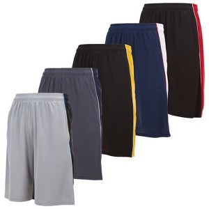 Mens Moisture Wicking Athletic Basketball & Gym Workout Shorts with Pockets Multipack, Up to 3XL, Pack of 5 - 1 of 4