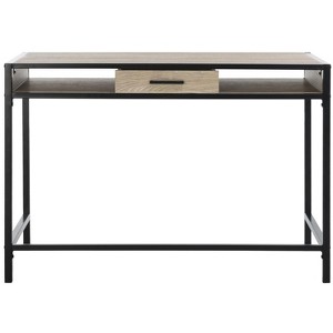 Alan 1 Drawer 1 Shelf Desk - Rustic Brown/Black - Safavieh - 1 of 4