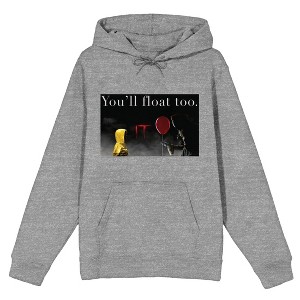 It Chapter 2 You'll Float Too Long Sleeve Gray Heather Women's Hooded Sweatshirt - 1 of 3