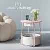 LEDREM Side Table with Charging Station Drink Table Bedside Table Nightstand End Table Night Stand Round Small Table - 4 of 4