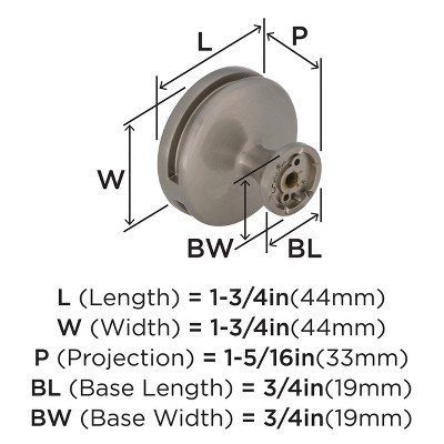 Satin Nickel Round Cabinet Knob with Mounting Hardware