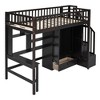 PAGED Simple Wooden Loft Bed Bunk Bed with Desk, Twin Size Bed Frame with Wardrobe, Shelves, Storage Stairs and Guardrail for Bedroom - 3 of 4