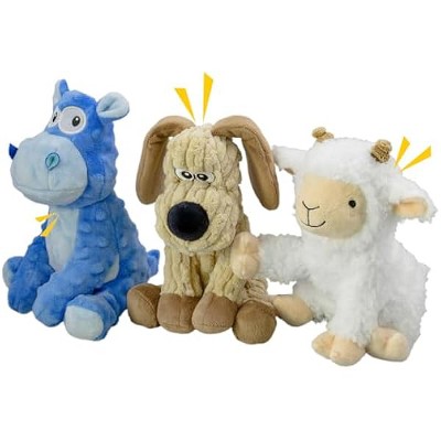 3Pack Squeaky Stuffed Dog Toys- Indoor&Outdoor Playing Toys for Large to Small, Durable Plush Toys to Keep Them Busy- Animal Shape Crinkle Toy