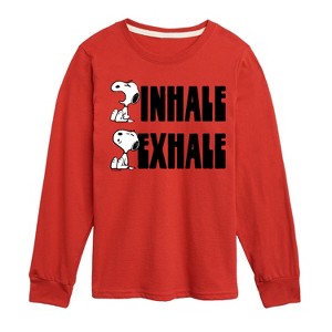 Boys' - Peanuts - Snoopy Inhale Exhale Long Sleeve Graphic T-Shirt - 1 of 4