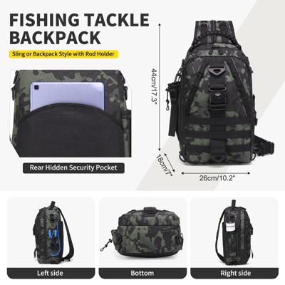 Unique Bargains Waterproof Sling or Backpack Style Fishing Tackle Backpack Camouflage — фото 3