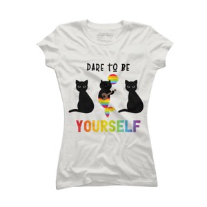 Adult Design By Humans Dare To Be Yourself Pride Cat Mermaid By Avocato T-Shirt - 1 of 2
