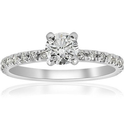 Pompeii3 3/4ct Diamond Engagement Ring French Pave Set 14k White Gold