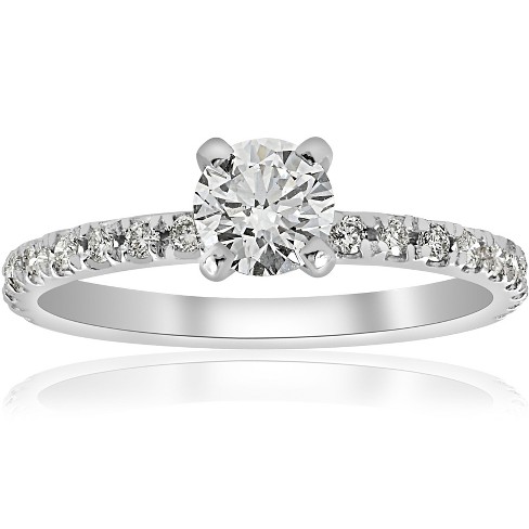 Pompeii3 3/4ct Diamond Engagement Ring French Pave Set 14k White Gold - image 1 of 4