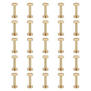 Unique Bargains Brass Rust-proof Durable Leather Belt Scrapbook Binding Chicago Screws 25 Sets - 1 of 4