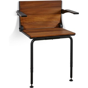 Seachrome Silhouette Comfort Plus Heavy Duty Folding Wall Mount Shower Bench Seat with Armrests and Legs - 1 of 1