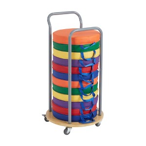 ECR4Kids Mobile Cushion Cart and SoftZone Round Floor Cushion, Flexible Seating - 1 of 4