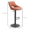 Brown Modern Bar Stools (Set of 2) Swivel Bar Height Stool Adjustable Height Round Metal Base and Footrest - 2 of 4