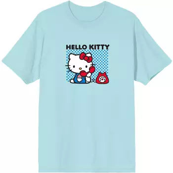 Hello Kitty Face Outline Crew Neck Short Sleeve Women's White Super ...