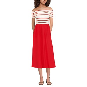 Lands' End Women's Off the Shoulder Slender Mixed Media Dress - 1 of 4