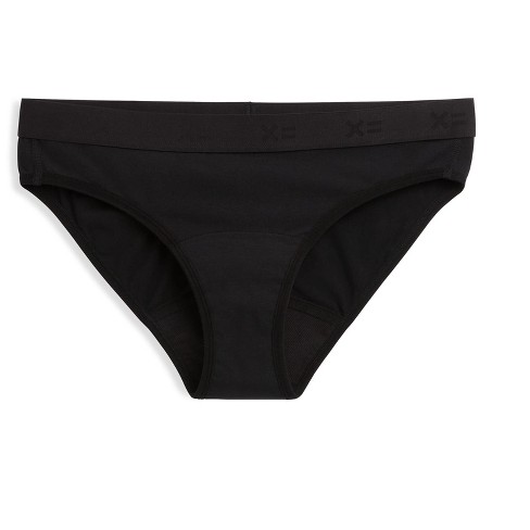 Tomboyx Women's First Line Period Leakproof Bikini Underwear, Cotton  Stretch Comfortable (3XS-6X) X= Black Small