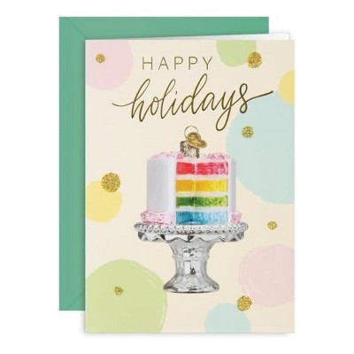 Old World Christmas Ornament Christmas Card, Cake, 7" x 5"