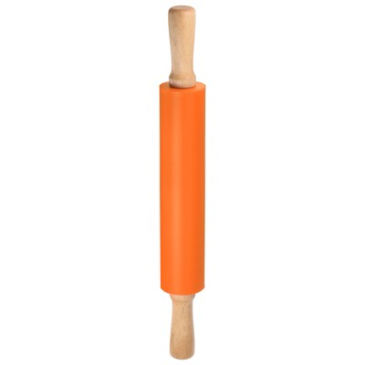 Unique Bargains Silicone Smooth Wooden Handle Non-Stick Kitchen Rolling Pin