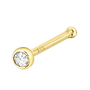 Jewelry Avalanche 22G 14K Gold Bezel-set Moissanite Ball-end Nose Stud - 1 of 4
