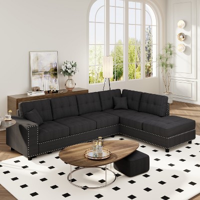 109.2"W L-Shaped Modular Sectional Sofa with Removable Back Cushions and 2 Pillows for Living Rooms, Offices, and Apartments 4B - ModernLuxe