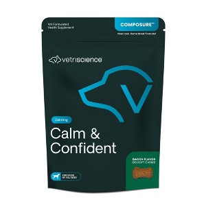 VetriScience Calm & Confident for Dogs, Calming Behavior and Anxiety Support, Bite-Sized Bacon Flavor Chews, 120 ct - 1 of 3